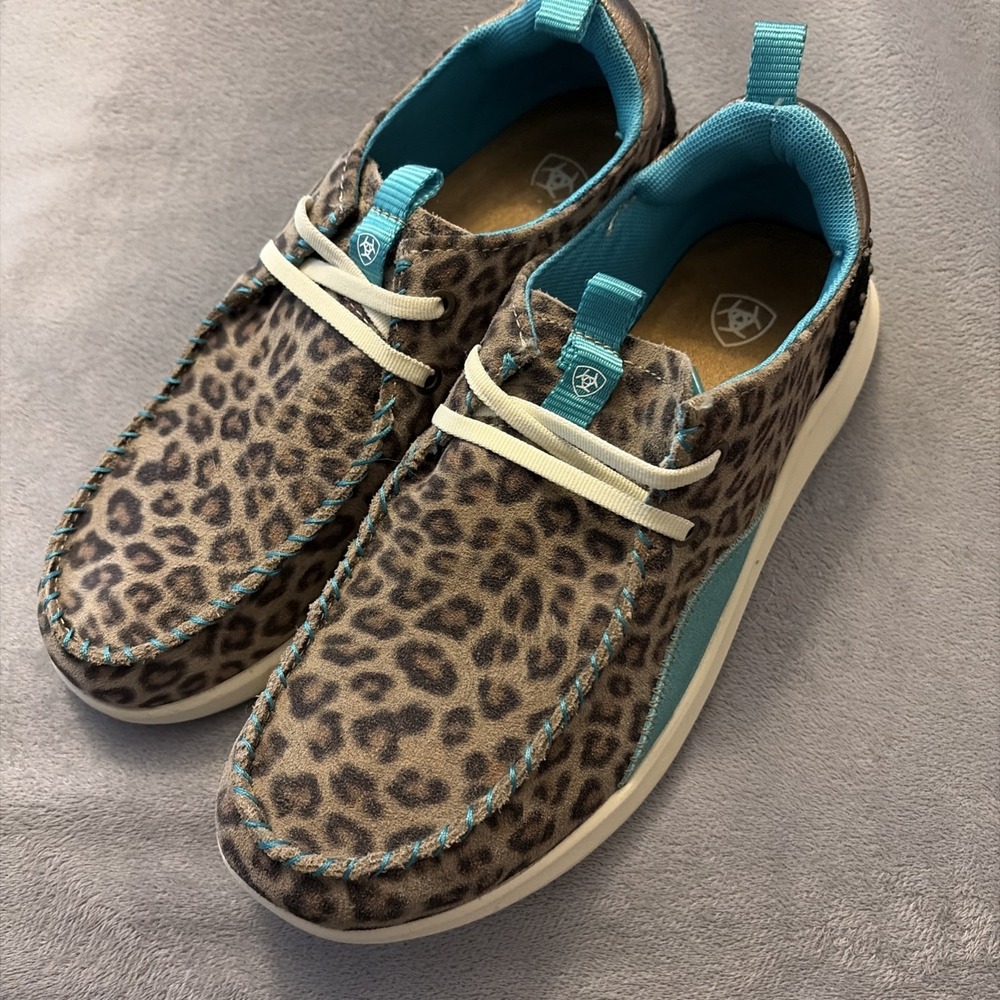 Ariat Hilo Women's Shoes Leopard Stud Turquoise Casual Slip On Sneakers Size 8.5